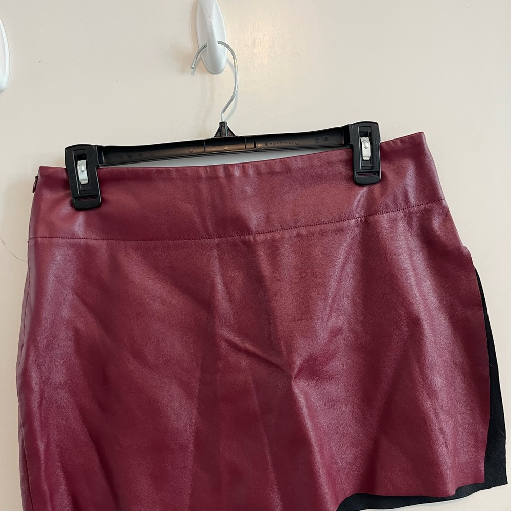 Tiger Mist Burgundy Faux Leather Mini Skirt